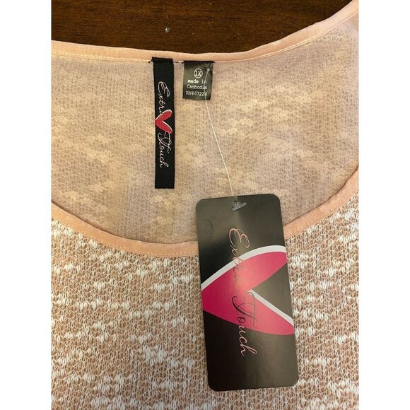 Extra Touch Women Tunic Size 1X Peach Textured Long Sleeve Top Sheer Detail NEW - Picture 7 of 9